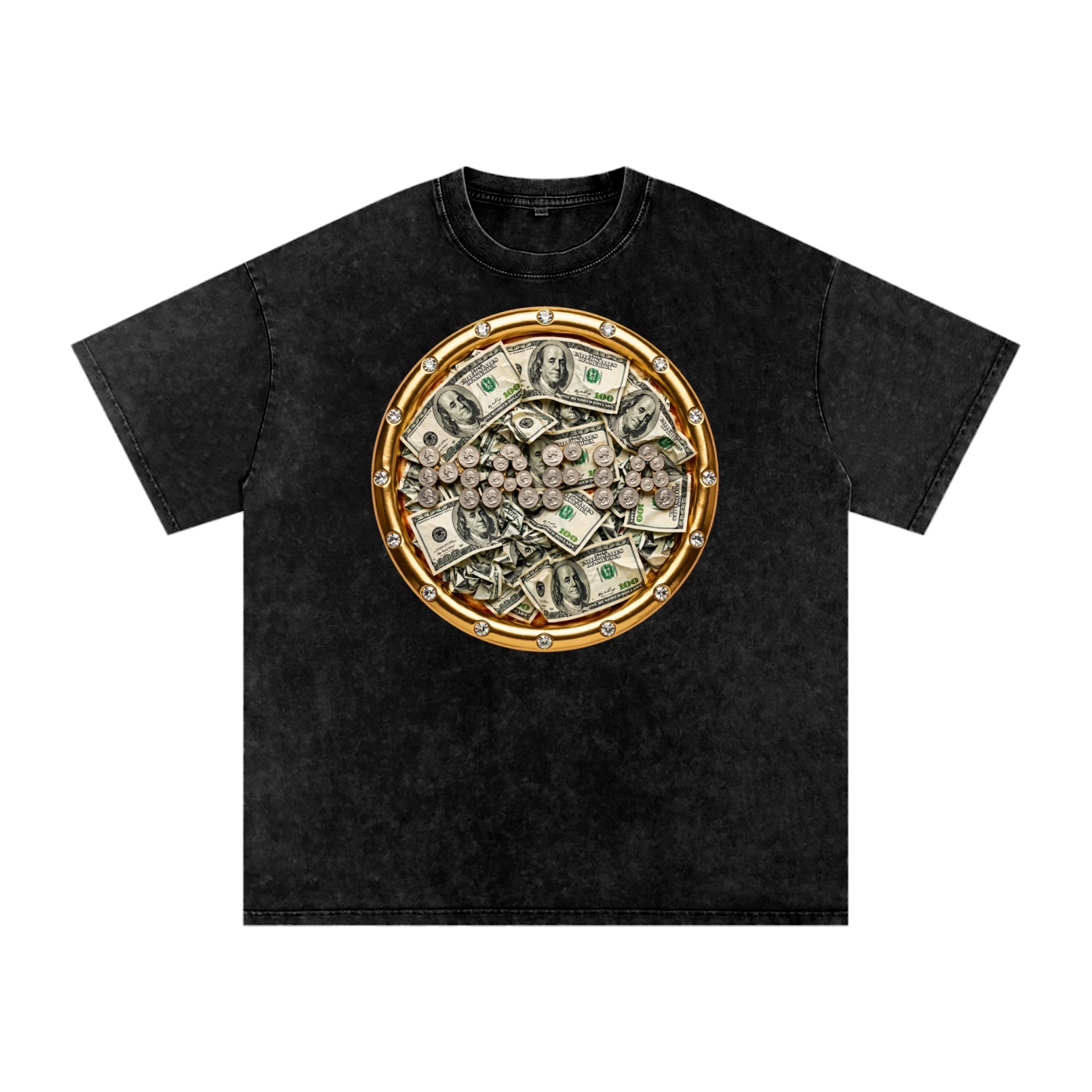 Mafia Pizza Tee | Money Graphic Acid Wash Streetwear | Reap N' Sow