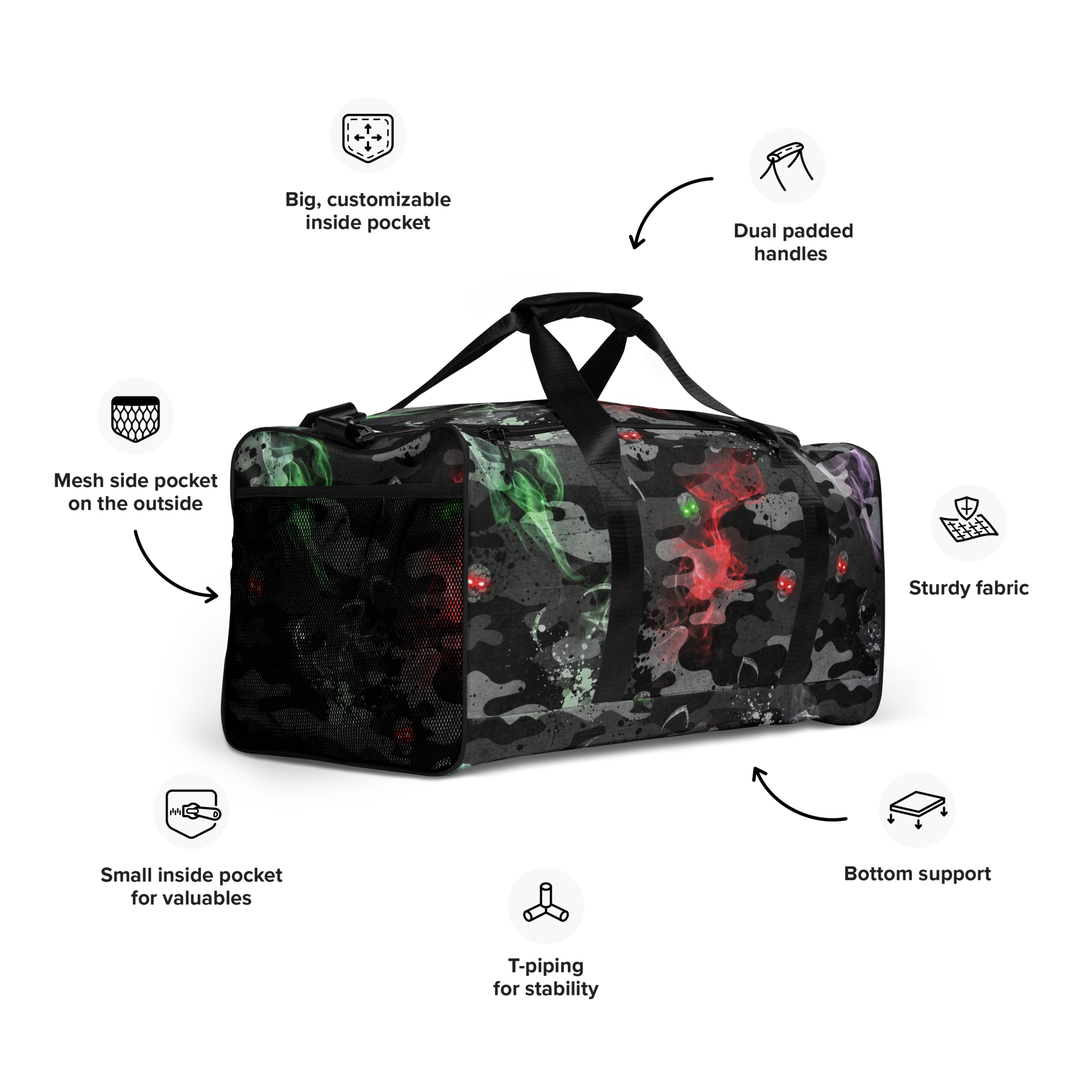 THE PHANTOM HARVEST - Neon Smoke Duffle Bag - Image 8
